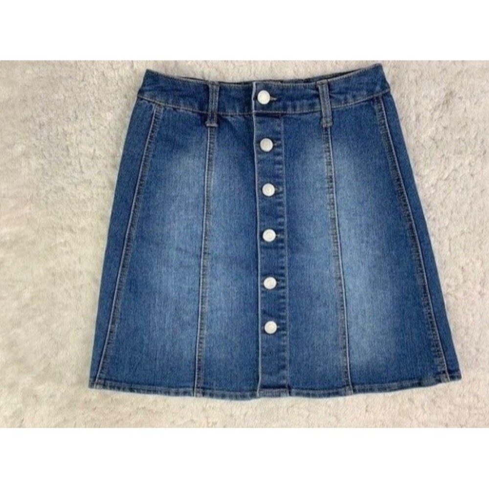 Mossimo Size 00 Womens Denim Jean Skirt Stretch Button Front Short